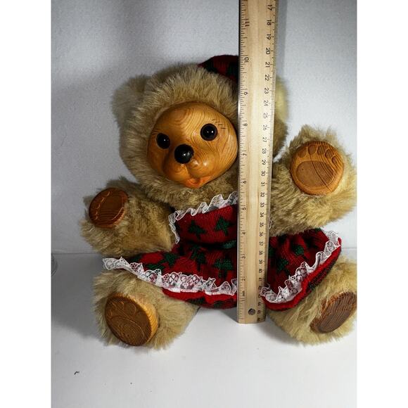 1992 William Tung Wood Face & Paws Biege Plush Teddy Bear Stuffed Animal 10” - Picture 6 of 8